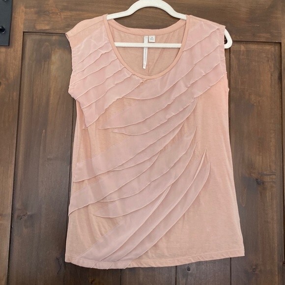 312) Lauren Conrad  Pink/Mauve sleevelss tee w/ sheer layering detail EUC Sz. M - Picture 1 of 6